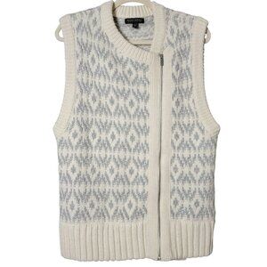 Banana Republic Womens Ivory Gray Wool Alpaca Chunky Knit Sleeveless Vest Medium